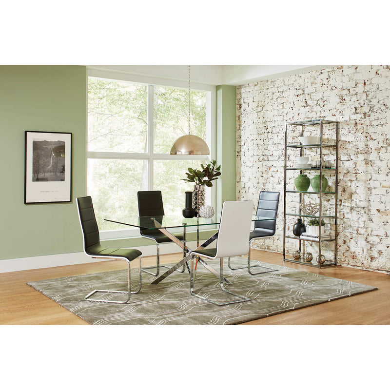  Coaster Furniture Carmelo 107931 Rectangular 66-inch Glass Top Dining Table - Chrome IMAGE 4