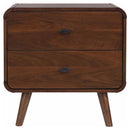  Coaster Furniture Robyn 205132 2-Drawer Nightstand Bedside Table - Dark Walnut IMAGE 2