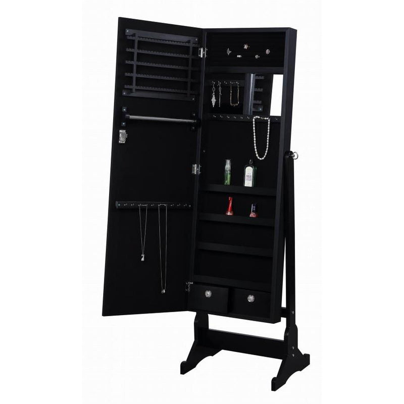  Coaster Furniture Tutuola 904039 Cheval Mirror with Jewelry Storage - Black IMAGE 2