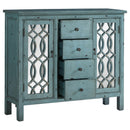  Coaster Furniture Rue 950736 4-Drawer Wood Trellis Accent Storage Cabinet - Blue IMAGE 2