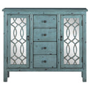  Coaster Furniture Rue 950736 4-Drawer Wood Trellis Accent Storage Cabinet - Blue IMAGE 4