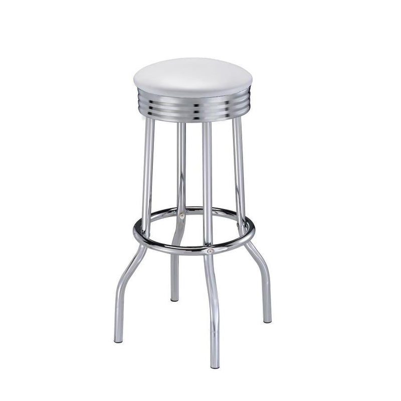  Coaster Furniture Retro 2299W Upholstered Metal Swivel Bar Stool - White (Set of 2) IMAGE 1