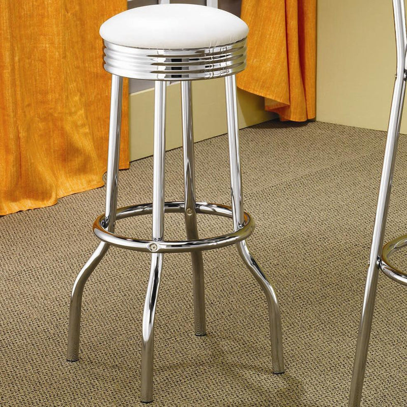  Coaster Furniture Retro 2299W Upholstered Metal Swivel Bar Stool - White (Set of 2) IMAGE 2