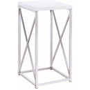  Coaster Furniture Edmund 930014 Square Accent Side Table - White High Gloss and Chrome IMAGE 1