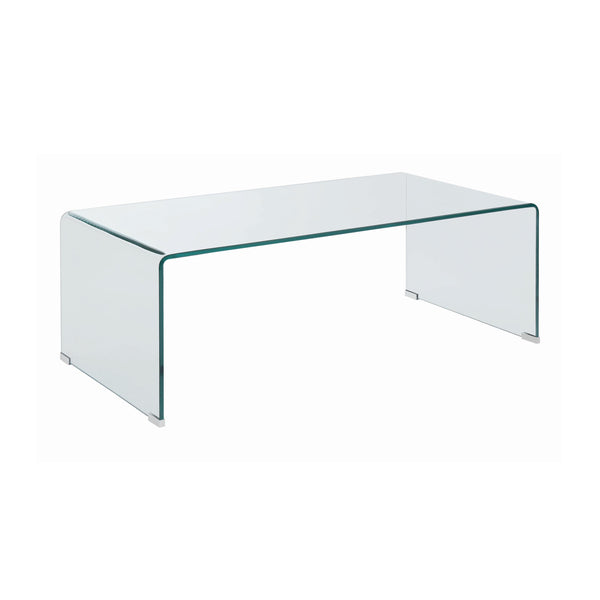  Coaster Furniture Ripley 705328 Rectangular Tempered Bent Glass Coffee Table - Clear IMAGE 1