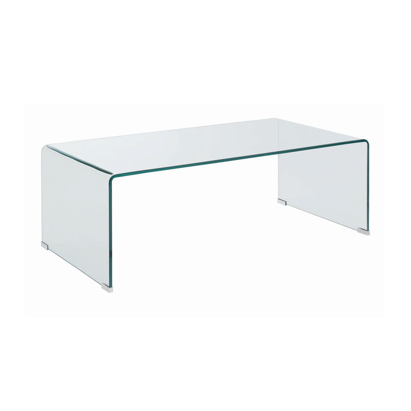 Coaster Furniture Ripley 705328 Rectangular Tempered Bent Glass Coffee Table - Clear IMAGE 1