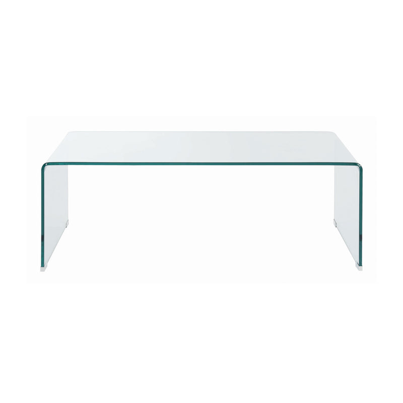  Coaster Furniture Ripley 705328 Rectangular Tempered Bent Glass Coffee Table - Clear IMAGE 2