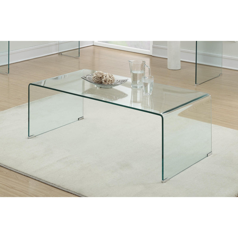  Coaster Furniture Ripley 705328 Rectangular Tempered Bent Glass Coffee Table - Clear IMAGE 4