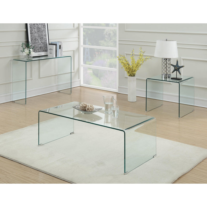  Coaster Furniture Ripley 705328 Rectangular Tempered Bent Glass Coffee Table - Clear IMAGE 5