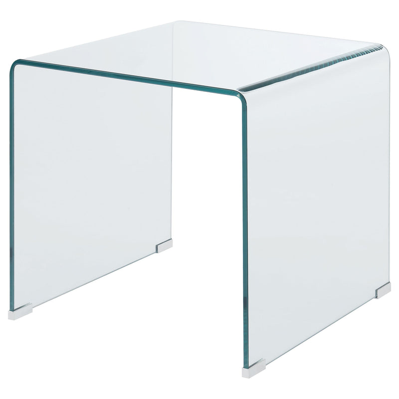  Coaster Furniture Ripley 705327 Squared Tempered Bent Glass Side End Table - Clear IMAGE 3