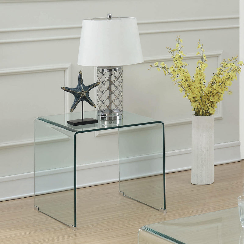  Coaster Furniture Ripley 705327 Squared Tempered Bent Glass Side End Table - Clear IMAGE 5