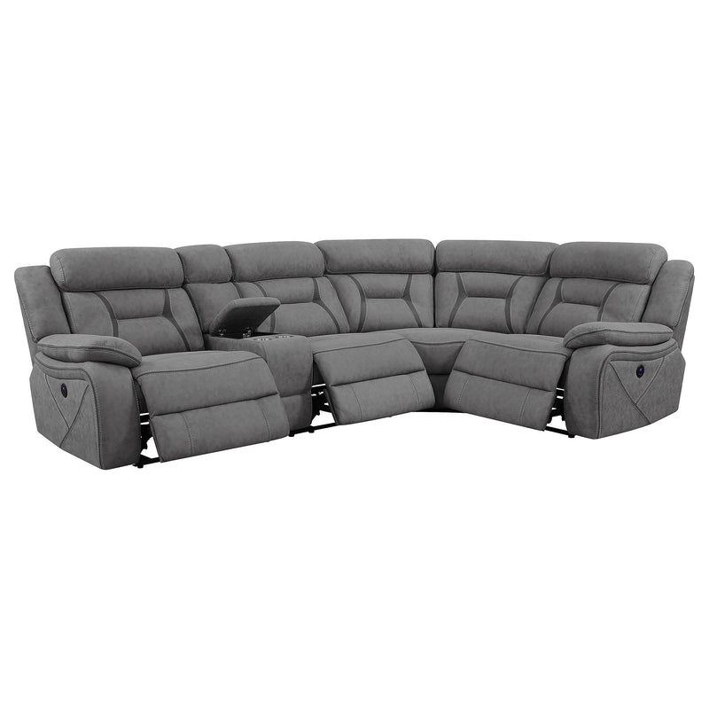  Coaster Furniture Higgins 600370 Upholstered Power Reclining Sectional Sofa - Grey IMAGE 2