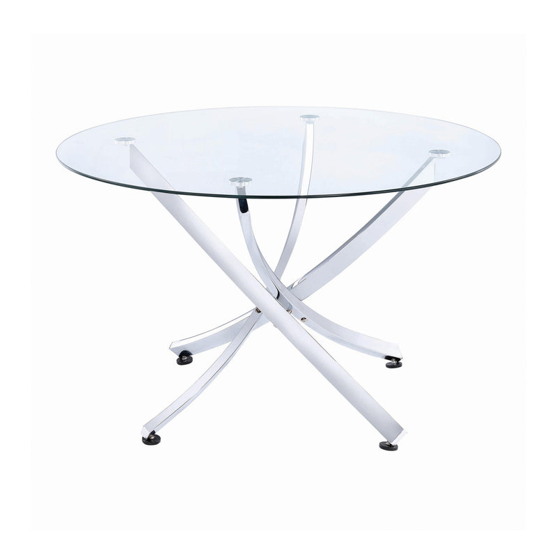  Coaster Furniture Beckham 106440 Round 46-inch Glass Top Dining Table - Chrome IMAGE 1
