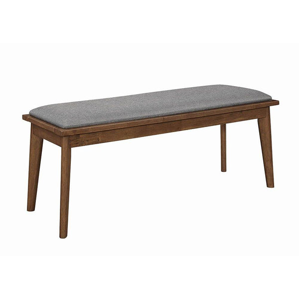  Coaster Furniture Alfredo 108083 Upholstered Dining Bench - Grey and Natural Walnut IMAGE 1