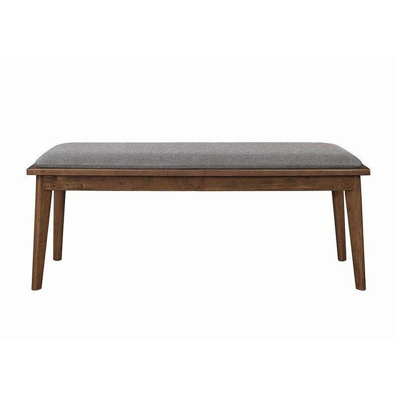 Coaster Furniture Alfredo 108083 Upholstered Dining Bench - Grey and Natural Walnut IMAGE 2