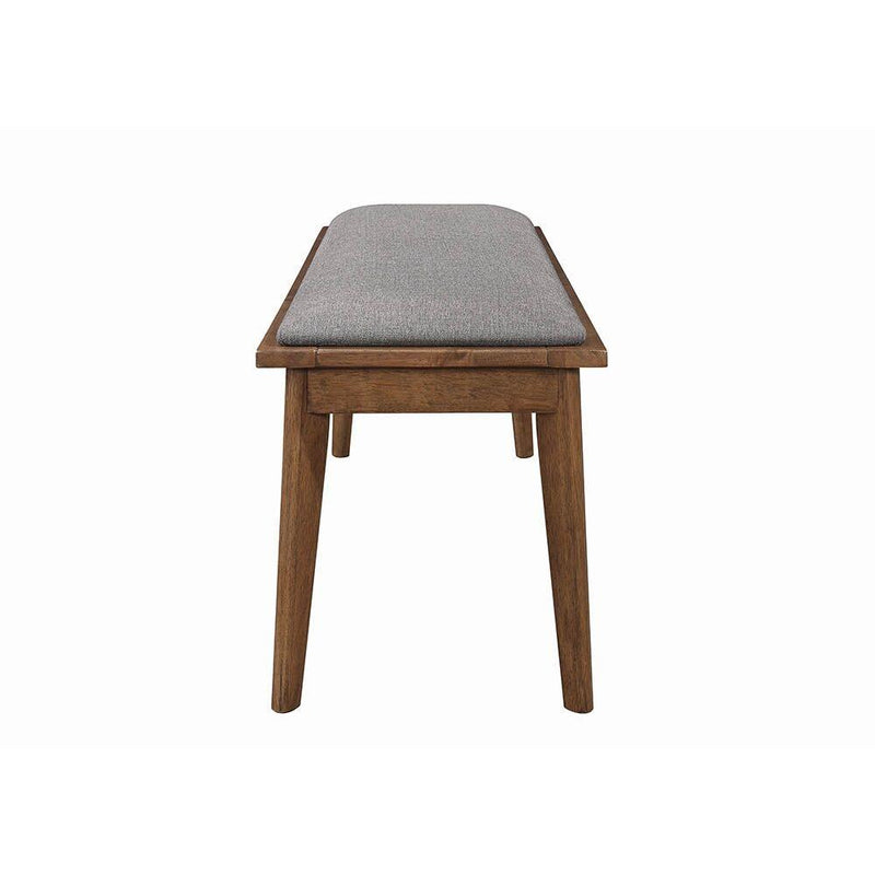  Coaster Furniture Alfredo 108083 Upholstered Dining Bench - Grey and Natural Walnut IMAGE 3