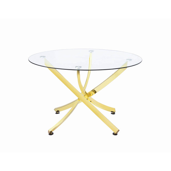  Coaster Furniture Beckham 108441 Round 46-inch Glass Top Dining Table - Brass IMAGE 1