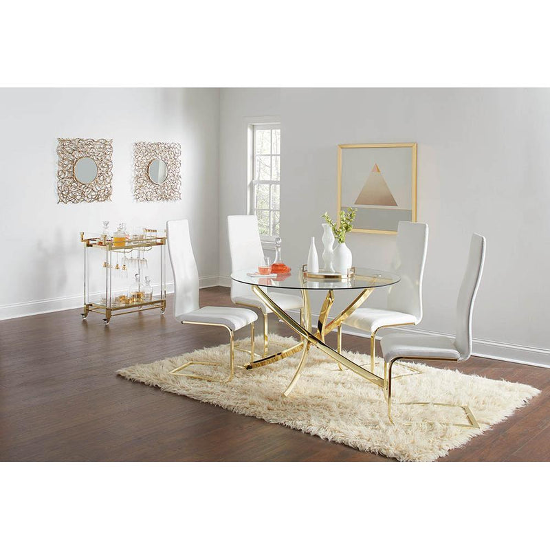  Coaster Furniture Beckham 108441 Round 46-inch Glass Top Dining Table - Brass IMAGE 4