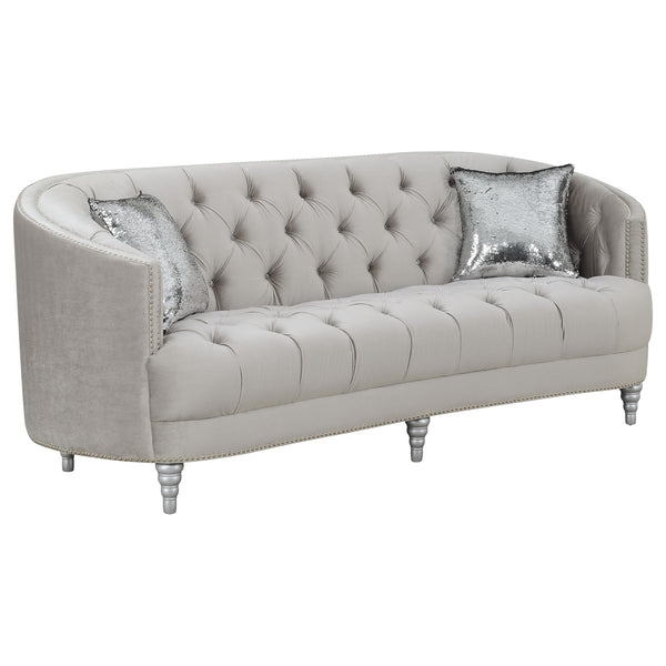 Coaster Furniture Avonlea 508461 Upholstered Sloped Arm Sofa - Grey Velvet IMAGE 1