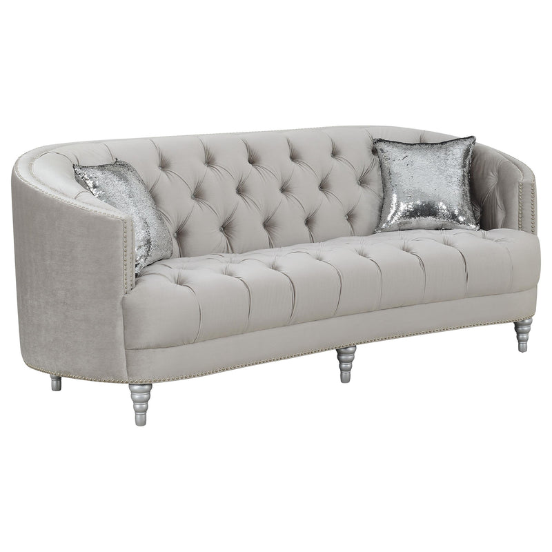  Coaster Furniture Avonlea 508461 Upholstered Sloped Arm Sofa - Grey Velvet IMAGE 1