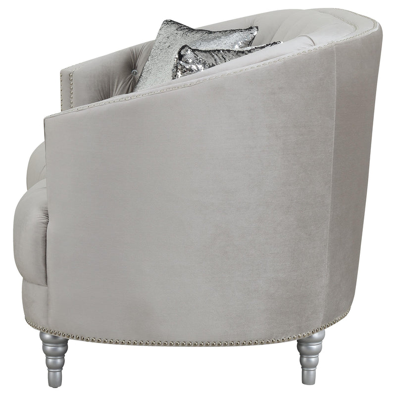  Coaster Furniture Avonlea 508461 Upholstered Sloped Arm Sofa - Grey Velvet IMAGE 4