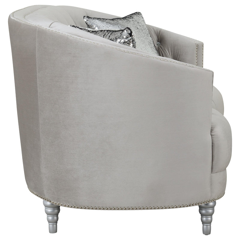  Coaster Furniture Avonlea 508462 Upholstered Sloped Arm Loveseat - Grey Velvet IMAGE 8