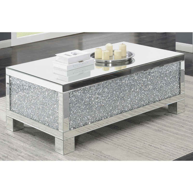  Coaster Furniture Gillian 722498 Rectangular Mirrored Acrylic Coffee Table - Silver IMAGE 4