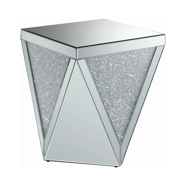  Coaster Furniture Amore 722507 Square Mirrored Acrylic Crystal Side End Table - Silver IMAGE 1