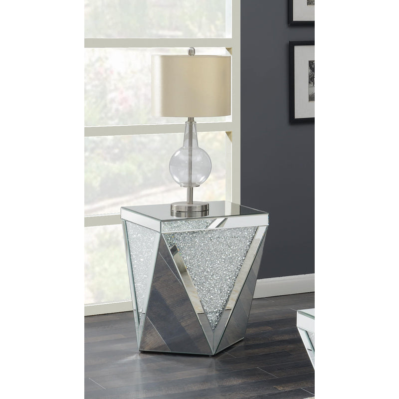 Coaster Furniture Amore 722507 Square Mirrored Acrylic Crystal Side End Table - Silver IMAGE 3