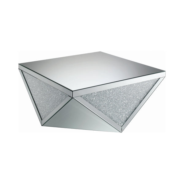  Coaster Furniture Amore 722508 Square Mirrored Acrylic Crystal Coffee Table - Silver IMAGE 1