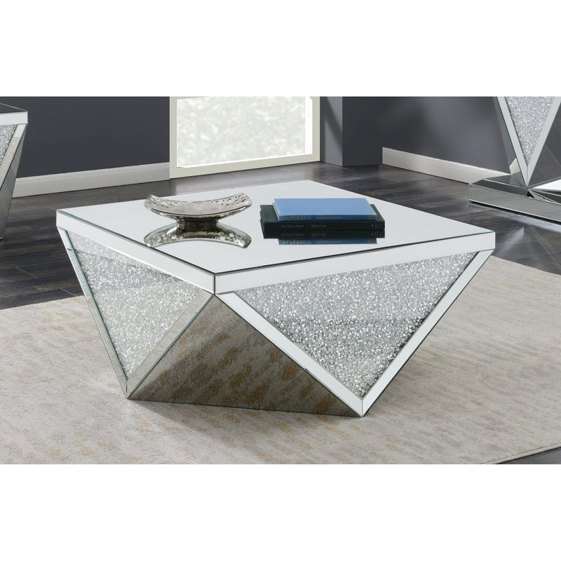  Coaster Furniture Amore 722508 Square Mirrored Acrylic Crystal Coffee Table - Silver IMAGE 3