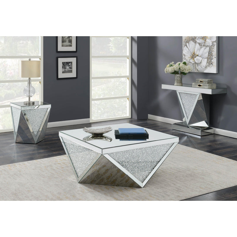  Coaster Furniture Amore 722508 Square Mirrored Acrylic Crystal Coffee Table - Silver IMAGE 4