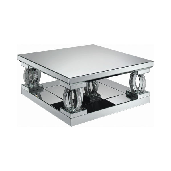  Coaster Furniture Amalia 722518 Square Mirrored Acrylic Crystal Coffee Table - Silver IMAGE 1