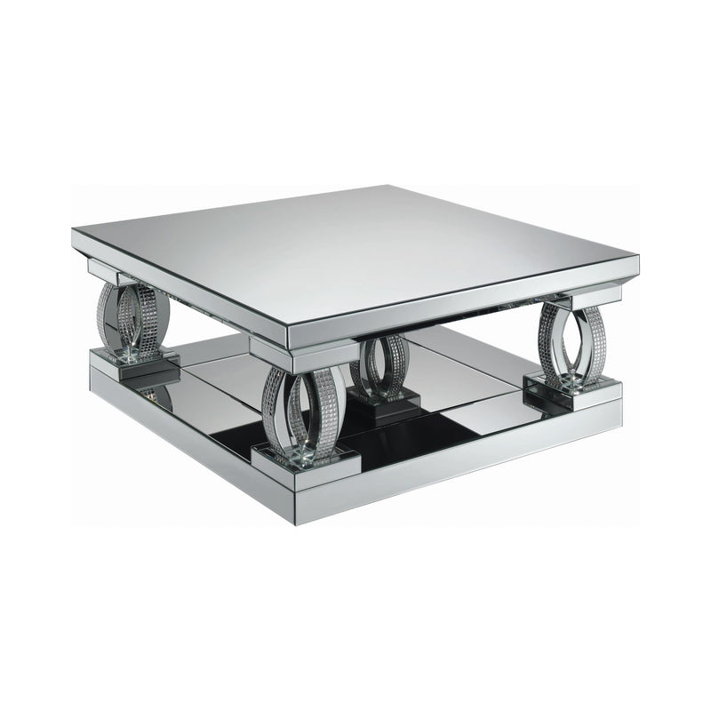  Coaster Furniture Amalia 722518 Square Mirrored Acrylic Crystal Coffee Table - Silver IMAGE 1