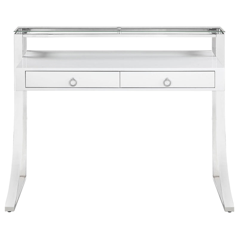  Coaster Furniture Gemma 802141 48-inch 2-Drawer Writing Desk - White High Gloss IMAGE 2