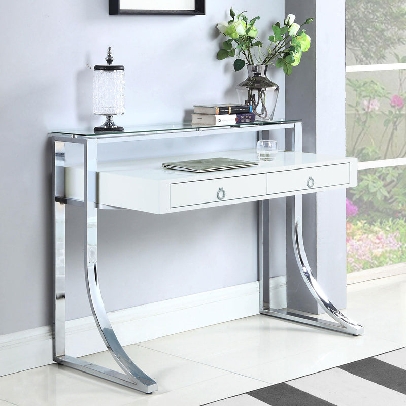  Coaster Furniture Gemma 802141 48-inch 2-Drawer Writing Desk - White High Gloss IMAGE 9