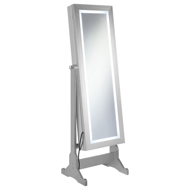  Coaster Furniture Moore 951017 Cheval Mirror with Jewelry Storage - Silver IMAGE 2