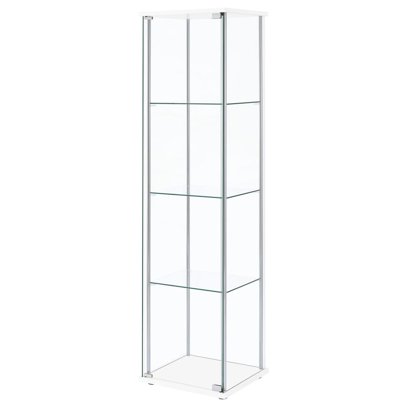  Coaster Furniture Bellatrix 951072 4-shelf Clear Glass Curio Cabinet - White IMAGE 3