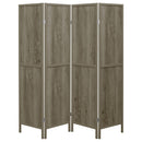  Coaster Furniture Deepika 961415 4-Panel Room Divider Folding Screen - Grey Driftwood IMAGE 2