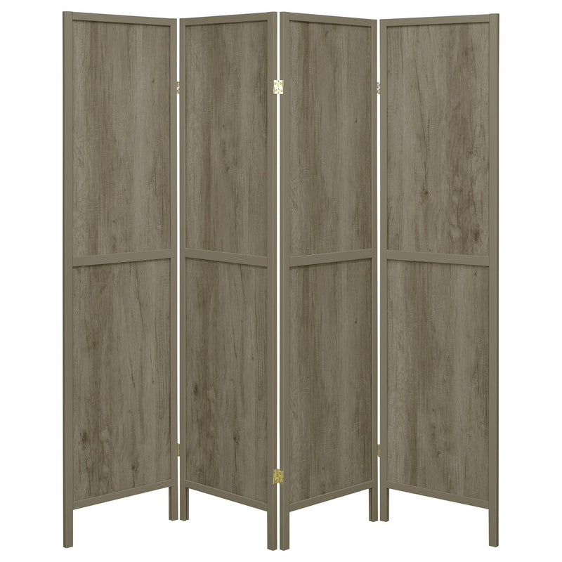  Coaster Furniture Deepika 961415 4-Panel Room Divider Folding Screen - Grey Driftwood IMAGE 3