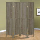  Coaster Furniture Deepika 961415 4-Panel Room Divider Folding Screen - Grey Driftwood IMAGE 4