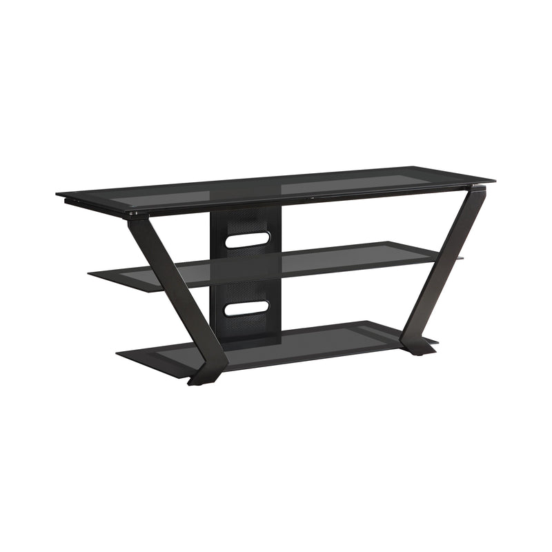  Coaster Furniture Donlyn 701370 2-tier Metal 50" TV Stand with Glass Shelves - Black IMAGE 1