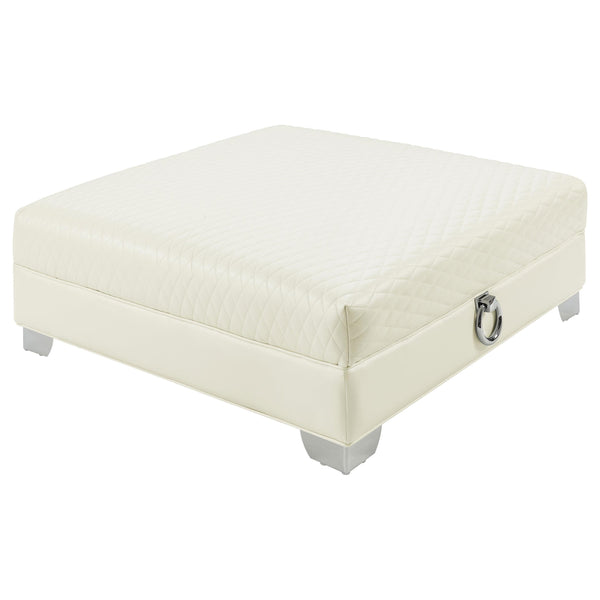 Coaster Furniture Chaviano 505394 Square Upholstered Ottoman - Pearl White IMAGE 1