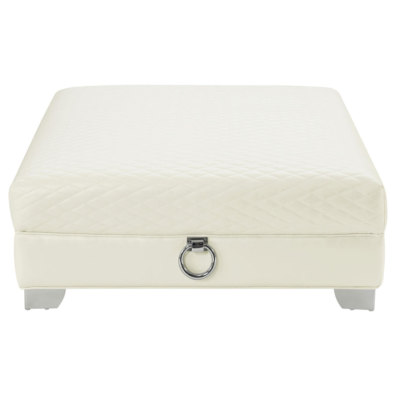  Coaster Furniture Chaviano 505394 Square Upholstered Ottoman - Pearl White IMAGE 2