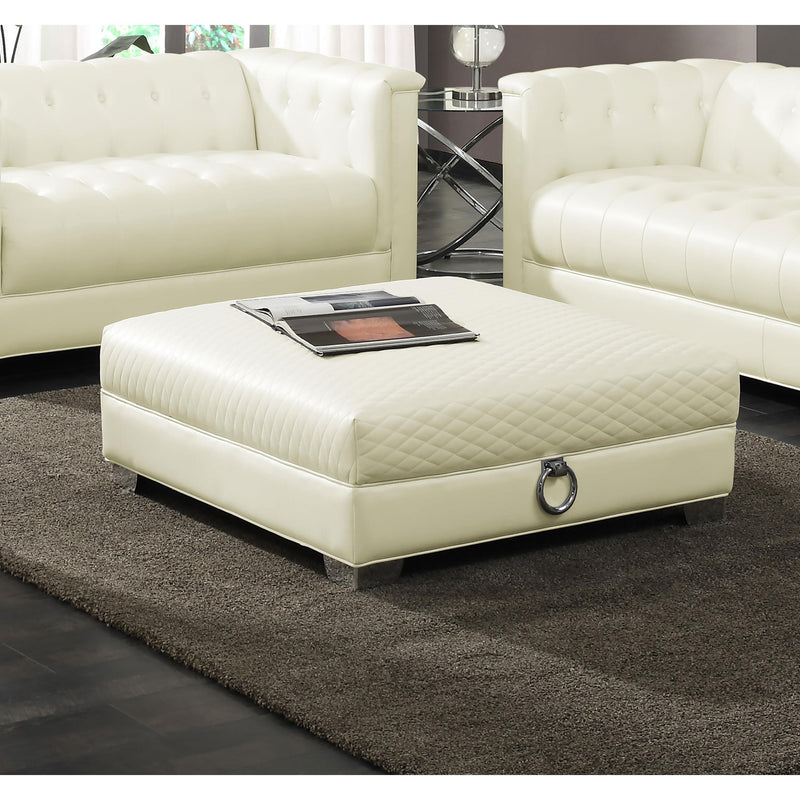  Coaster Furniture Chaviano 505394 Square Upholstered Ottoman - Pearl White IMAGE 3