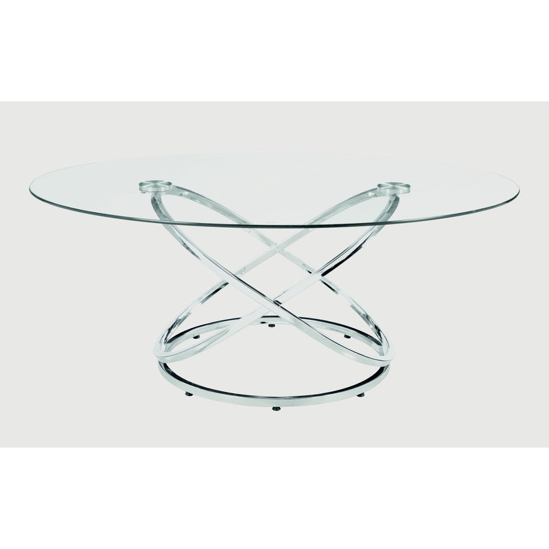  Coaster Furniture Warren 722373 3-piece Oval Glass Top Coffee Table Set - Chrome IMAGE 3