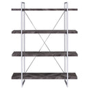  Coaster Furniture Grimma 802613 63-inch 4-shelf Bookshelf - Rustic Grey and Chrome IMAGE 2