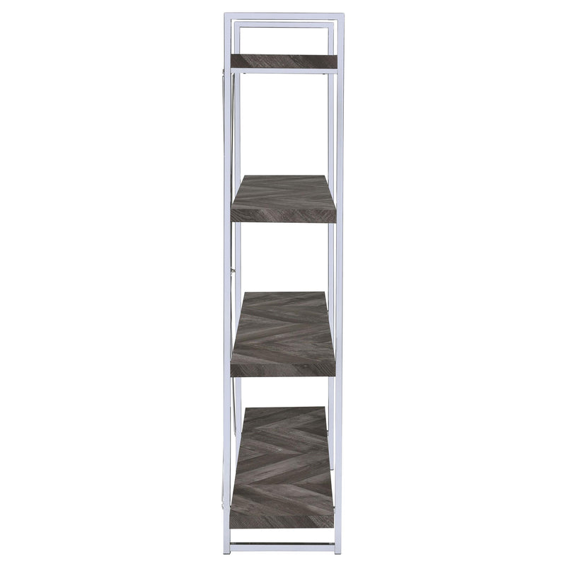  Coaster Furniture Grimma 802613 63-inch 4-shelf Bookshelf - Rustic Grey and Chrome IMAGE 8