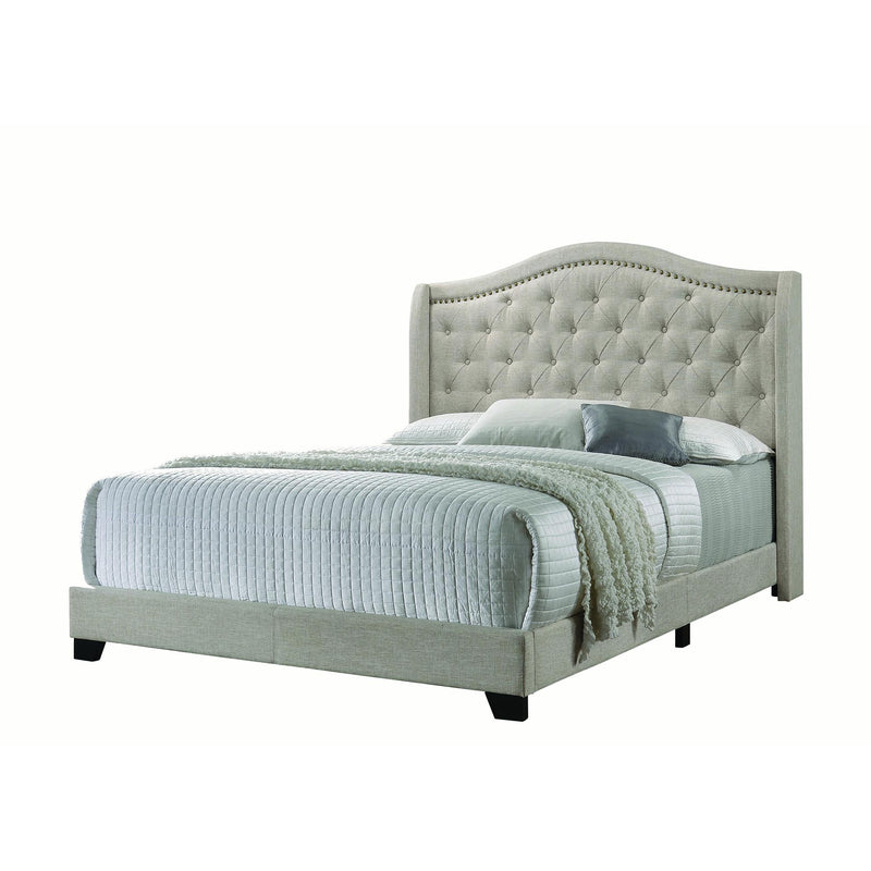  Coaster Furniture Sonoma 310073Q Upholstered Queen Wingback Bed - Beige IMAGE 1