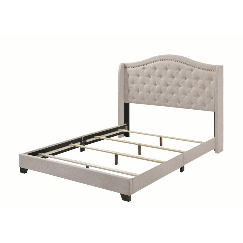  Coaster Furniture Sonoma 310073Q Upholstered Queen Wingback Bed - Beige IMAGE 2